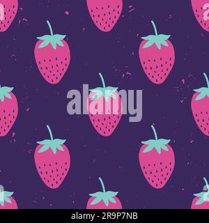 Motivo vettoriale senza cuciture con fragole. Delizioso fondo di frutta estiva. Illustrazione Vettoriale