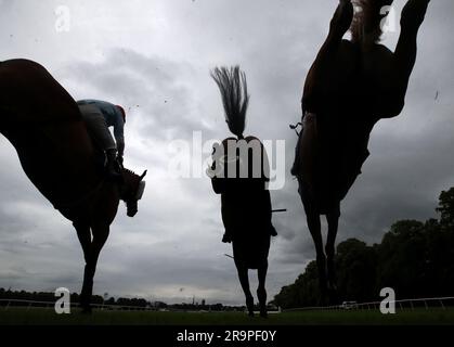 Runners e piloti in gara con PJ Nicholls Ssangyong handicap Chase a Worcester Races. Data foto: Mercoledì 28 giugno 2023. Foto Stock