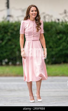 Londra, Inghilterra. REGNO UNITO. 28 giugno 2023. Catherine, Principessa del Galles, arriva per aprire ufficialmente il Young V&A, precedentemente conosciuto come V&A Museum of Childhood. Credito: Anwar Hussein/Alamy Live News Foto Stock