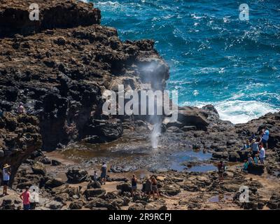 Una fioritura naturale formata nella roccia vulcanica di Maui, Hawaii, è una popolare attrazione turistica Foto Stock