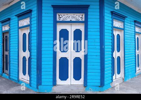 Repubblica Dominicana, colorate strade coloniali di Puerto Plata. Foto Stock