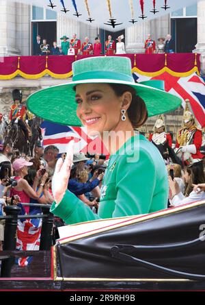 Montaggio di Catherine Princess of Wales Trooping the Color London Foto Stock