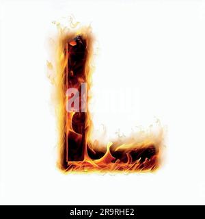 Lettera maiuscola L in fiamme Illustrazione Vettoriale