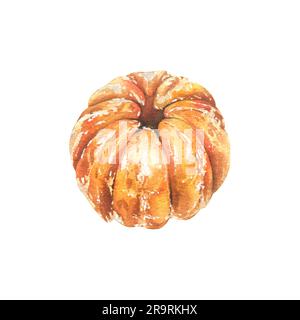 Mandarino all'arancia sbucciato. Illustrazione acquerello, disegnata a mano. Elemento isolato su sfondo bianco Foto Stock