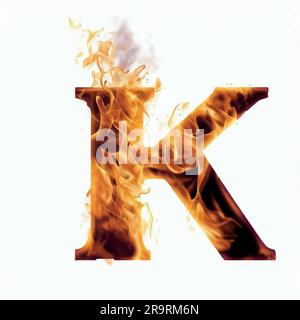 Lettera maiuscola K in fiamme Illustrazione Vettoriale