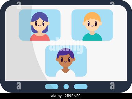 Schermo colorato isolato con vettore icona Business Meeting online Illustrazione Vettoriale
