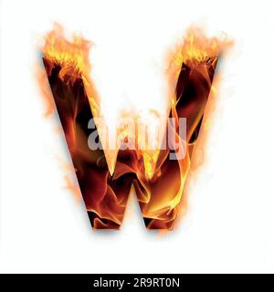 Lettera maiuscola W in fiamme Illustrazione Vettoriale