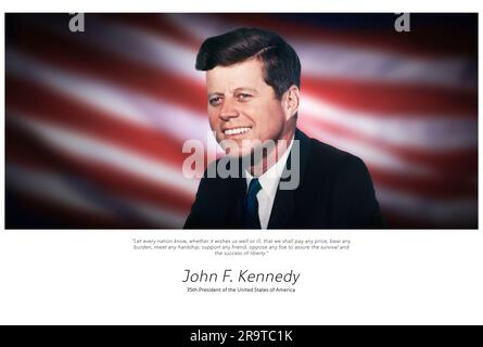 Ritratto di John F. Kennedy, 35° Presidente degli Stati Uniti d'America Foto Stock