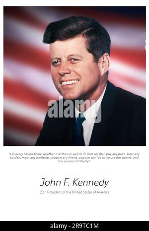 Ritratto di John F. Kennedy, 35° Presidente degli Stati Uniti d'America Foto Stock