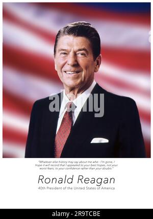 Ritratto di Ronald Reagan, 40° Presidente degli Stati Uniti d'America Foto Stock