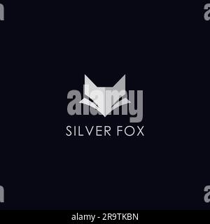 Logo Silver Fox dal design semplice. Logo Fox Head Illustrazione Vettoriale