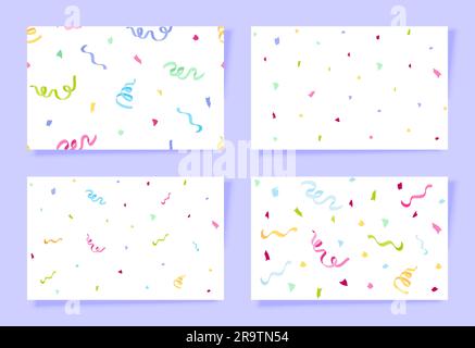 Set piatto con motivo senza cuciture a nastro per le feste. Nastro colorato bow dot cordoncini fuochi d'artificio design minimal moderno stampa regalo wrap sfondo tessuto motivo saluto carnevale ornamento vortice luminoso Illustrazione Vettoriale
