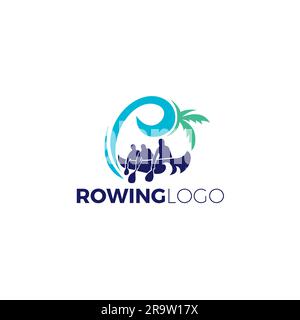 Design con logo Rogwing Club. Canottaggio Club Vector Illustrazione Vettoriale