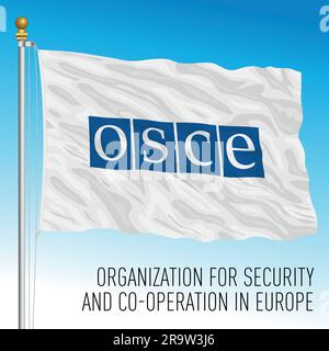 OSCE Organization for Security and Co-operation in Europe flag, organizzazione europea, illustrazione vettoriale Illustrazione Vettoriale