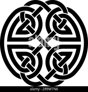Nodo infinito in nero. Simbolo celtico. Simboleggia l'infinito della vita, la rinascita, l'immortalità dell'anima e il percorso talvolta arduo e aggrovigliato. Illustrazione Vettoriale