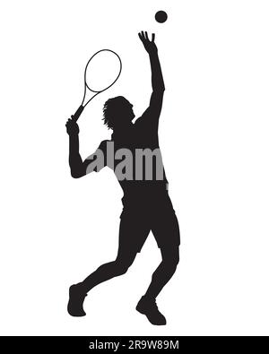 Un tennista silhouette elemento di design sportivo. Illustrazione Illustrazione Vettoriale