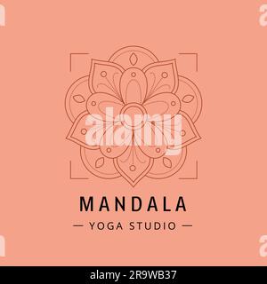 Logo mandala bohémien lineare, design astratto per decorare in stile moderno e minimalista. Illustrazione vettoriale Illustrazione Vettoriale