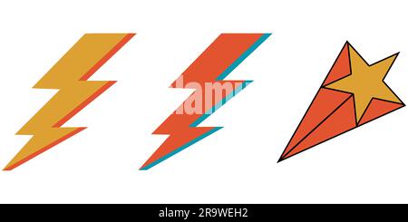 Lightning Bolts e Shooting Star Design Elements Foto Stock