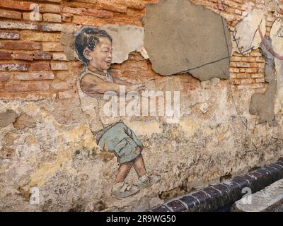 Penang, Malesia, 23 novembre 2019: Bella Street art a George Town Foto Stock