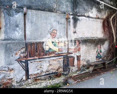 Penang, Malesia, 23 novembre 2019: Bella Street art a George Town Foto Stock