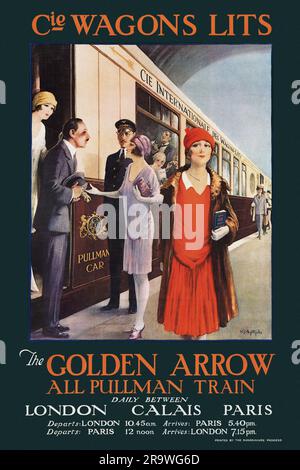 Il treno Golden Arrow All Pullman. Daily Between London, Calais, Paris by William Spencer Bagdatopoulos (1888-1965) - Edited Foto Stock