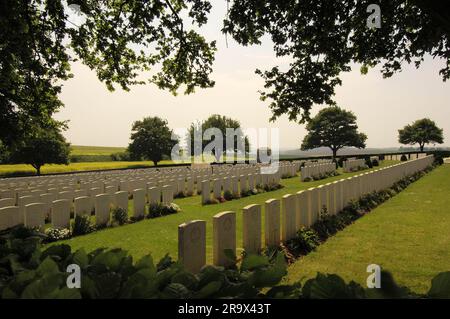 Tombe di guerra al cimitero militare di Gordon Dump, Somme, Piccardia, Francia, prima guerra mondiale, Prima guerra mondiale, la Boiselle, lapidi Foto Stock