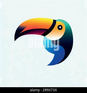 illustrazione del logo toucan in colori vivaci su tela bianca Illustrazione Vettoriale