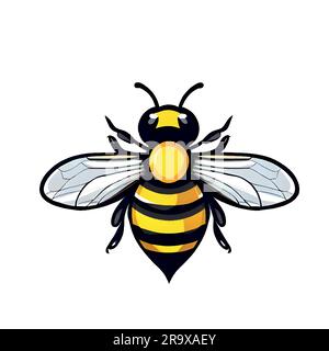 bee design, logo bee su sfondo bianco. Ape su sfondo bianco. Illustrazione vettoriale di un'ape su sfondo bianco. Illustrazione Vettoriale