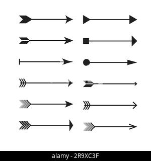 Raccolta vettore freccia. Frecce semplici e moderne. Icona frecce di illustrazione vettoriale. Vettore di classificazione contorno. Simbolo della linea. Elegante design con insegna piatta per interfaccia utente. Illustrazione Vettoriale