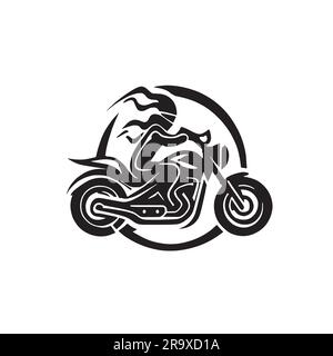 illustrazione del logo del motociclista di colore nero Illustrazione Vettoriale