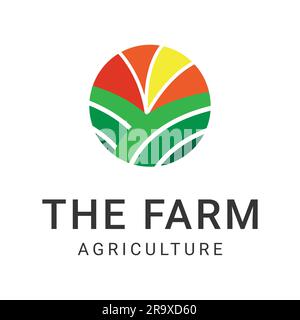 Logo Green Farm Design logotipo agricolo Illustrazione Vettoriale