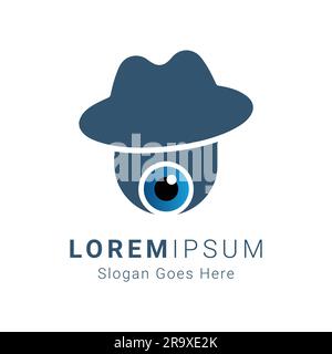 Detective Eye Logo Design ispezione logotipo occhio ricerca investigazione criminale Illustrazione Vettoriale