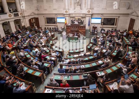 Bruxelles, Belgio. 29 giugno 2023. La figura mostra una sessione plenaria della camera al Parlamento federale a Bruxelles giovedì 29 giugno 2023. BELGA PHOTO HATIM KAGHAT Credit: Belga News Agency/Alamy Live News Foto Stock