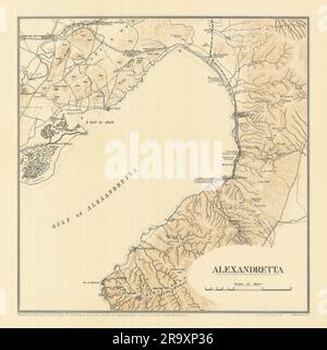 Alexandretta. Iskenderun. 1915, prima guerra mondiale. 1921 vecchie carte geografiche antiche Foto Stock