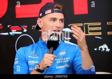 Spielberg, Austria. 29 giugno 2023, Spielberg, Spielberg. 29 giugno 2023. Logan Sargeant della Williams Racing durante le anteprime in vista del Gran Premio di F1 d'Austria al Red Bull Ring il 29 giugno 2023 a Spielberg, in Austria. Crediti: Marco Canoniero/Alamy Live News Foto Stock