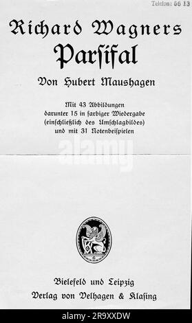 teatro/teatro, opera, "Parsifal", di Richard Wagner, capitolo, Di Hubert Maushagen, titolo, ADDITIONAL-RIGHTS-CLEARANCE-INFO-NOT-AVAILABLE Foto Stock