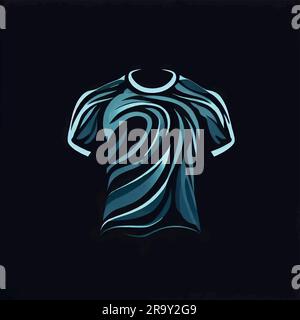 Logo della T-shirt di colore nero e blu Illustrazione Vettoriale