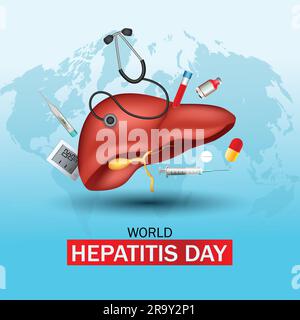 Poster del World Hepatitis Day. disegno di illustrazione vettoriale astratto Illustrazione Vettoriale