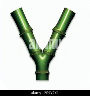 Lettera maiuscola Y in verde bambù con sfondo bianco Illustrazione Vettoriale