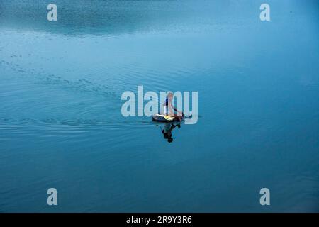 pescatore in modo unico in india Foto Stock