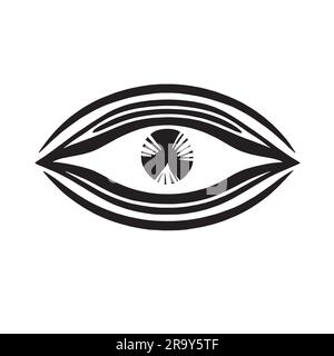 illustrazione del logo eye di colore nero su uno schermo bianco Illustrazione Vettoriale