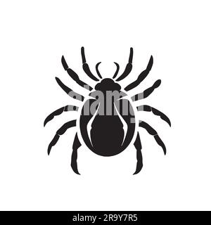 Illustrazione della silhouette Spider su una tela bianca Illustrazione Vettoriale