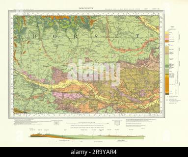 Dorchester. Mappa geologica d'epoca. Foglio 328. Dorset Dorset Downs 1966 Foto Stock