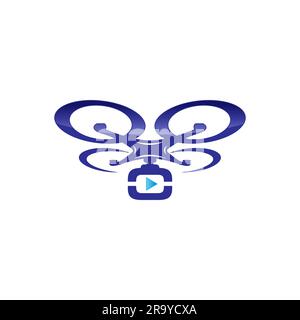 Esclusivo logo droni moderno e minimalista logo vettoriale e astratto.EPS 10 Illustrazione Vettoriale