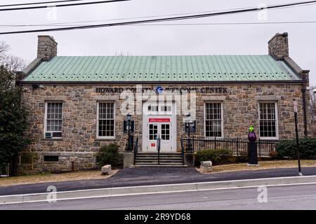 Ellicott City, Maryland - 9 marzo 2019: Howard County Welcome Center situato nello storico ufficio postale ristrutturato dal 1939 Foto Stock