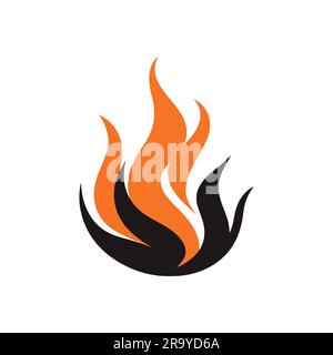 Fiamme di fuoco in stile scarlatto su sfondo bianco. Fuoco piatto. Cartello antincendio. Illustrazione vettoriale Illustrazione Vettoriale