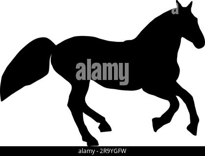 Icona del cavallo, Vector, silhouette. Cavallo da corsa. Illustrazione Vettoriale