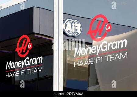 Spielberg, Austria. 29 giugno 2023. Formula 1 Rolex Gran Premio d'Austria al Red Bull Ring, Austria. Nella foto: Logo MoneyGram Haas F1 Team © Piotr Zajac/Alamy Live News Foto Stock