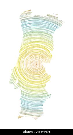 Mappa del Portogallo con cerchi concentrici. Disegna cerchi di stile a forma di paese. Illustrazione vettoriale. Illustrazione Vettoriale