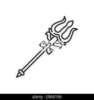 Giainismo religione simbolo di Trishula tridente di Giaino e induismo, icona vettoriale. Giainismo e Ashtamangala simbolo del tridente Trishula nella religione giainista, filosofia del Dharma e segno di Shiva indù Illustrazione Vettoriale